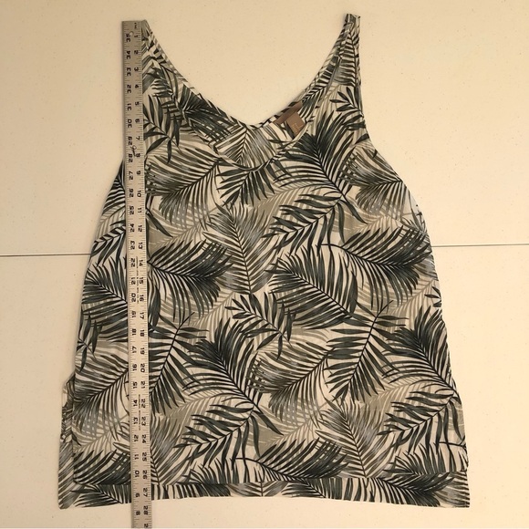 H&M Lightweight Green & Cream Fern Print Tank Top Size 16 - Picture 5 of 7